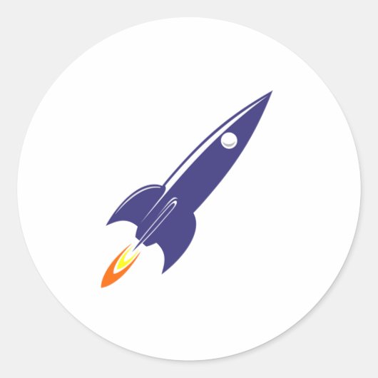 Cartoon Space Rocket Ronde Sticker (Voorkant)