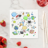 Cartoon Space Thema Verjaardagsfeestje Papieren se Servet (Insitu)