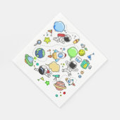 Cartoon Space Thema Verjaardagsfeestje Papieren se Servet (Hoek)