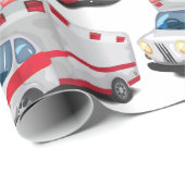 Cartoon Speelgoed Ambulances Cadeaupapier (Rol Hoek)