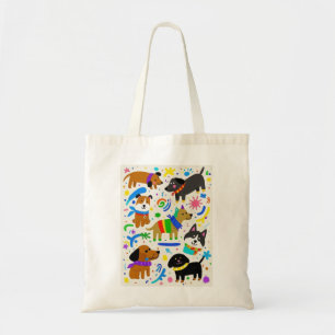 Cartoon speelse puppies tote bag