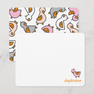 Cartoon Speelse Roze Eenden Eendjes Baby Meisje Bedankkaart