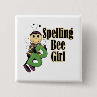 cartoon spelbee meisje hommel vierkante button 5,1 cm