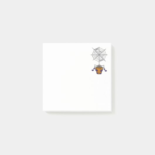 Cartoon Spider opknoping van Web holding Bucket Post-it® Notes (Voorkant)