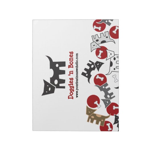 Cartoon Spotted Doggies & Os Cute Fun Bloc-notes (Tourné)