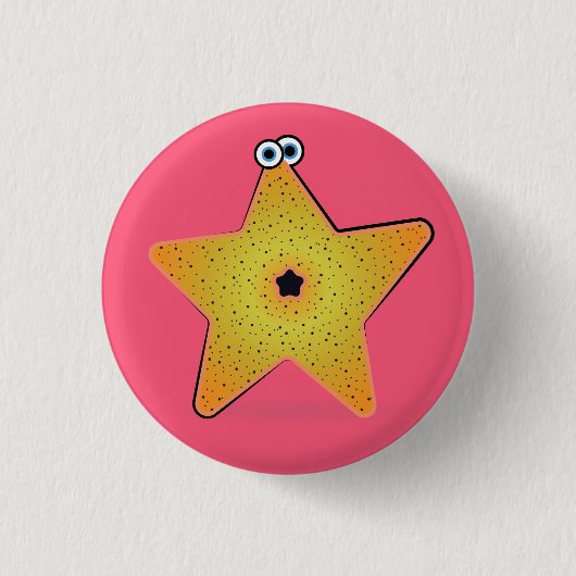 Cartoon Starfish Ronde Button 3,2 Cm (Voorkant)