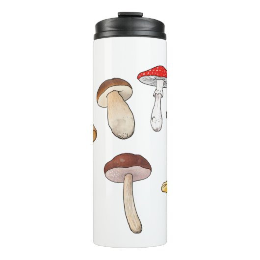 Cartoon stickers champignons thermosbeker (Voorkant)