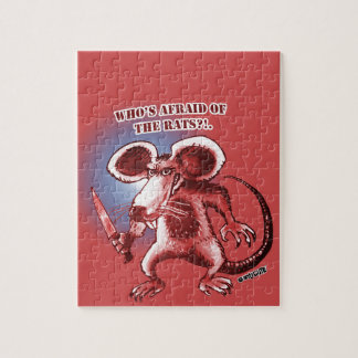 cartoon-stijl boze rattenmes legpuzzel