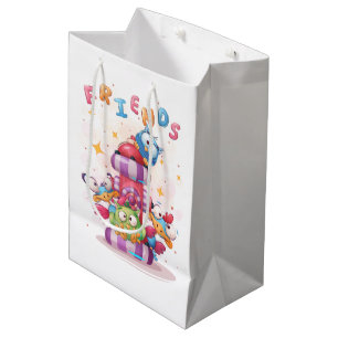 Cartoon stijl Friends Bird & Wol Medium Cadeauzakje
