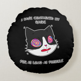 Cartoon stijl kat met grappige tekst rond kussen