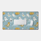 Cartoon stijl ruimte katten patroon bureaumat (Keyboard & Muis)