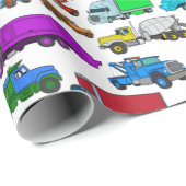 Cartoon-stijl Truck Illustraties Cadeaupapier (Rol Hoek)