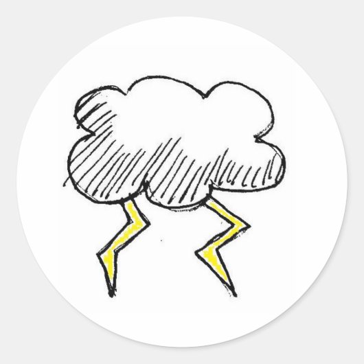 Cartoon Storm Cloud Rainy Day Design Ronde Sticker (Voorkant)