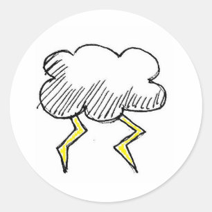 Cartoon Storm Cloud Rainy Day Design Ronde Sticker