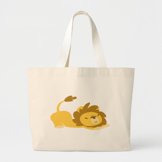 Cartoon Stretching Lion strand bag Grote Tote Bag (Voorkant)