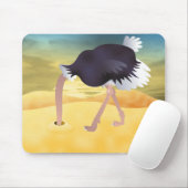 Cartoon struisvogels met kop in zand muismat (Met muis)