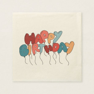 Cartoon Style Happy Birthday-ballonbrieven Servet