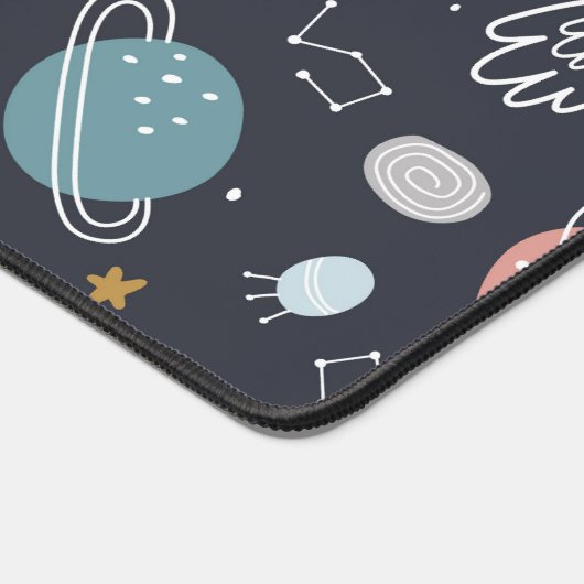 Cartoon Style Planets en Ruimteraketten Pattern Bureaumat (Hoek)