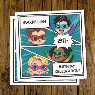 Cartoon Superheld Stripboek Leuke verjaardagsfeest Servet