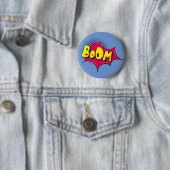 Cartoon superheld vecht Bubble BOOM Ronde Button 5,7 Cm (In situ)