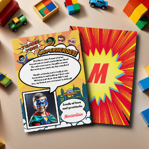 Cartoon Superhero Comic Book Foto Dank u Kaart