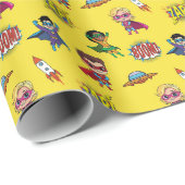 Cartoon Superhero Comic Pattern Wrapping Papier (Rol Hoek)