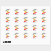 Cartoon Surfende haai Ronde Sticker (Vel)