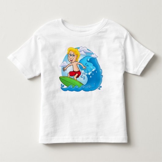 Cartoon_surfing_boy Kinder Shirts (Voorkant)