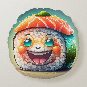 Cartoon sushi rond kussen - grillig design plezier