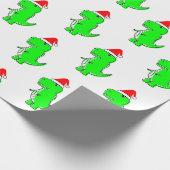 Cartoon T Rex Cute Dino Santas KerstPet Cadeaupapier (Hoek)