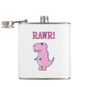 Cartoon T-Rex deinosaur voor de tong en de droog Heupfles