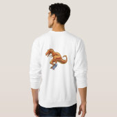Cartoon T-rex met sweatshirt met Skateboard (Achterkant volledig)