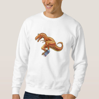 Cartoon T-rex met sweatshirt met Skateboard