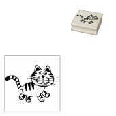 cartoon tabby cat art stamp rubberstempel (Gestempeld)