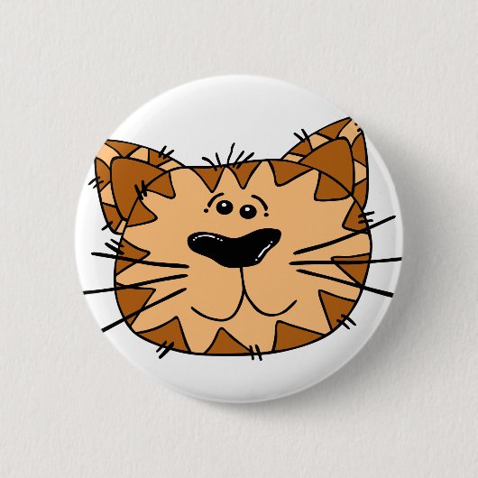 Cartoon Tabby Cat Face Ronde Button 5,7 Cm (Voorkant)