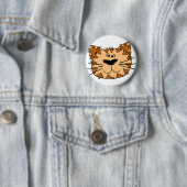 Cartoon Tabby Cat Face Ronde Button 5,7 Cm (In situ)