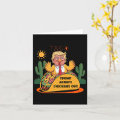 Cartoon Taco-Trump steekt kippen uit Kaart (Gele Bloem)