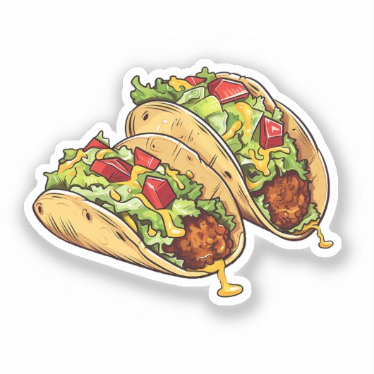 Cartoon tacos sticker (Voorkant)