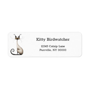 Cartoon Tan Siamese Cat Funny Retouradres Etiket