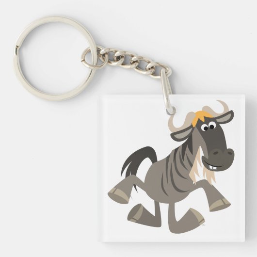 Cartoon Tap Dansend Wildebeest AcrylSleutelhanger Sleutelhanger (Voorkant)
