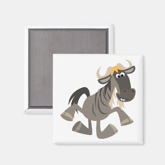 Cartoon Tap Dansend Wildebeest Magnet Magneet (Voorkant / Achterkant)