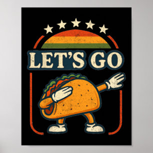 Cartoon Tarief Taco Dab Kunstwerk Retro Zonsonderg Poster