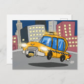 Cartoon Taxi Cab Briefkaart (Voorkant / Achterkant)