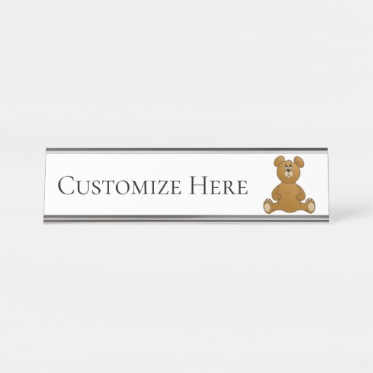 Cartoon Teddy Bear Desk Name Bord Bureau Naambordje (Voorkant)