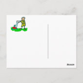 Cartoon Tekening Man Mowing Grass Briefkaart (Achterkant)