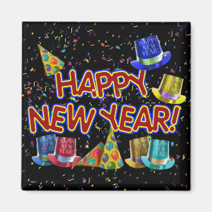 Cartoon tekst met Petten en Confetti van de Partij Magneet