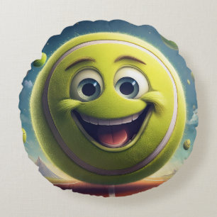 Cartoon Tennis Ball Round Coussin - Whimsun Fun