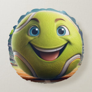 Cartoon Tennisbal Rond Kussen - Whimsical Fun