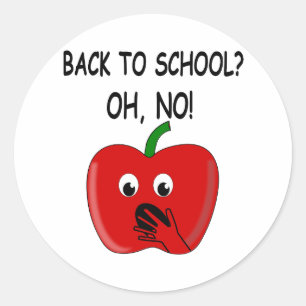Cartoon Terug naar school Apple Ronde Sticker