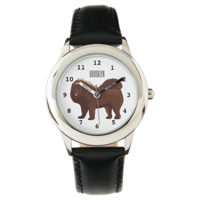 Cartoon Tibetan Mastiff Horloge (Voorkant)